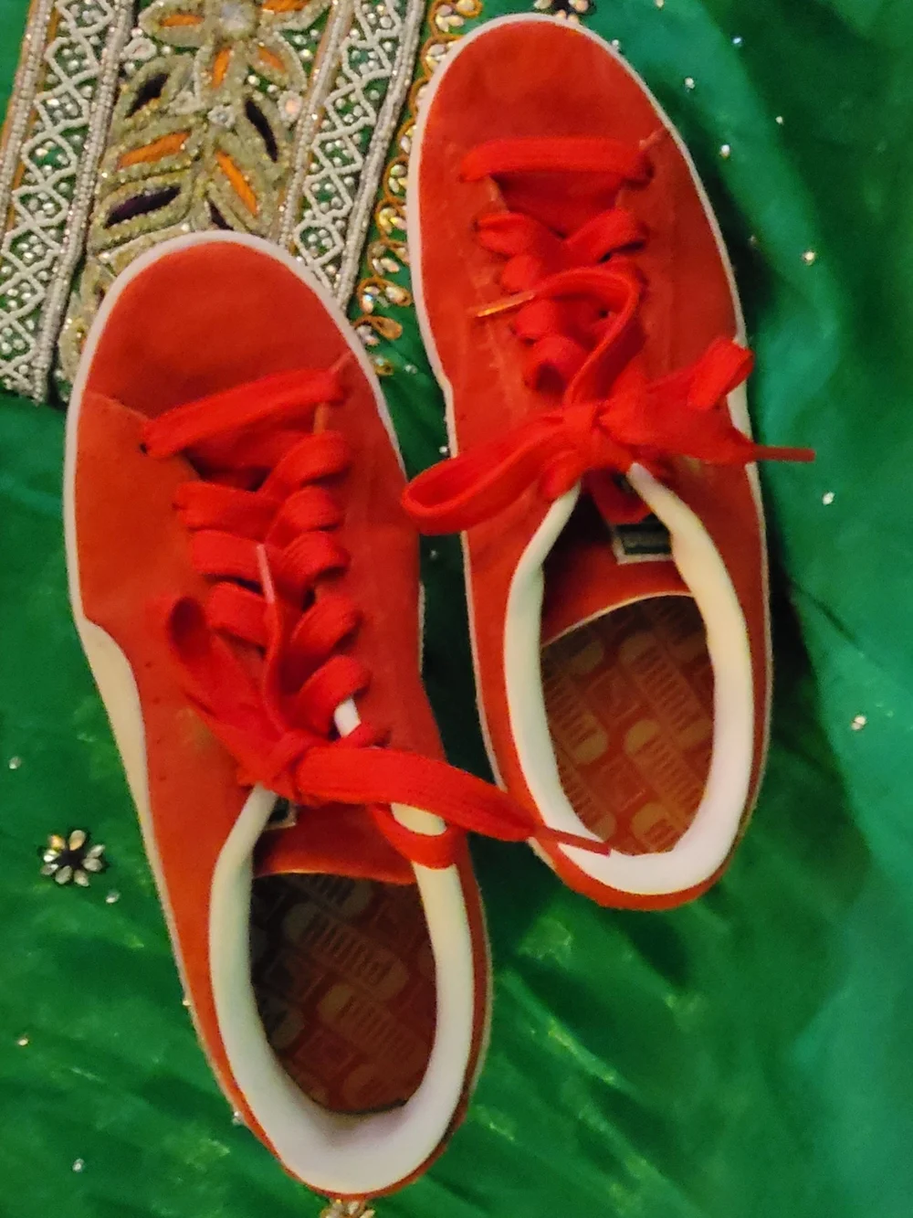 Puma Red Low-Top Lace-Up Sneakers
